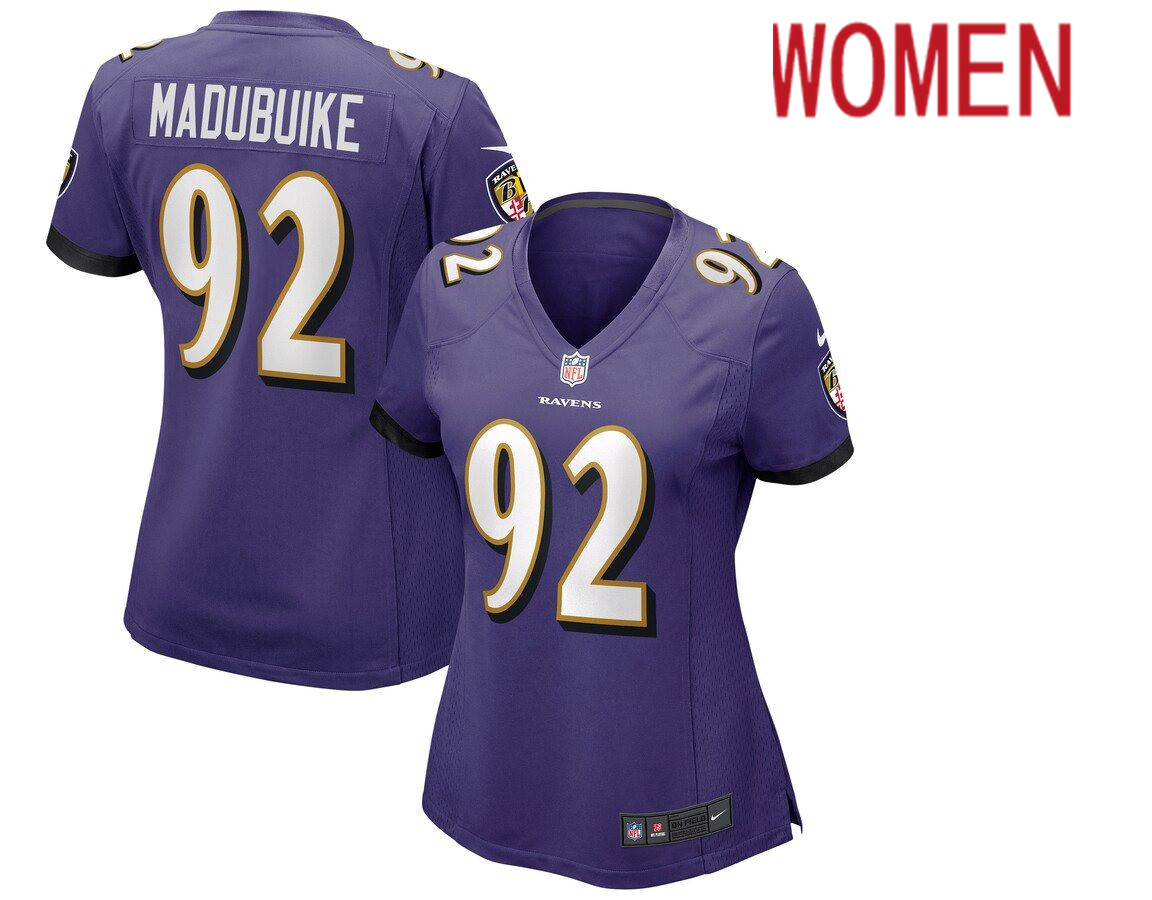 Women Baltimore Ravens #92 Justin Madubuike Nike Purple Game NFL Jersey